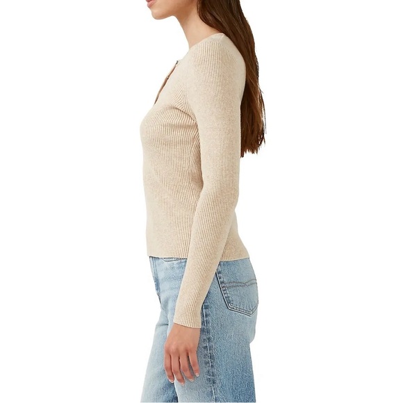 🦬 Buffalo David Bitton heather oatmeal ribbed henley sweater. Size S. NWT. - Picture 3 of 12